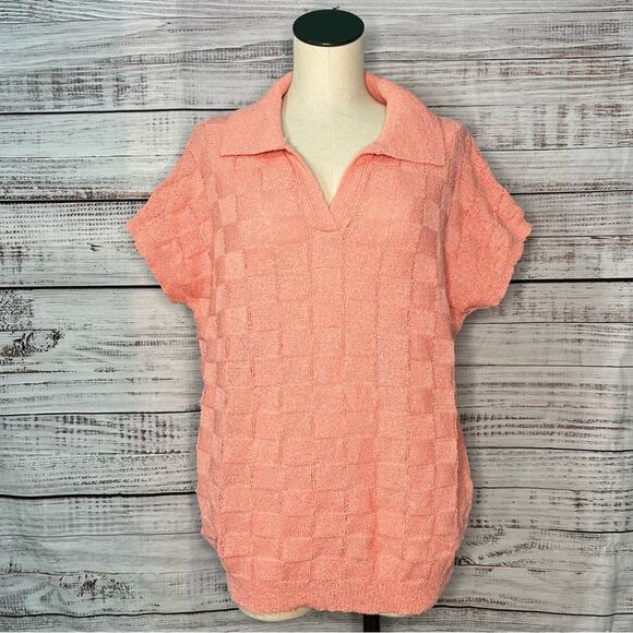 EvoStyle XL Knit Short Sleeve V Neck Short Sleeve Sweater Textured NEW - Picture 1 of 9